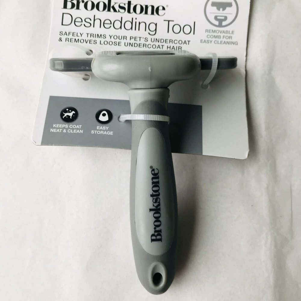 Dog Brookstone Deshedding Tool with Removable Comb for Easy Cleaning - Picture 2 of 2